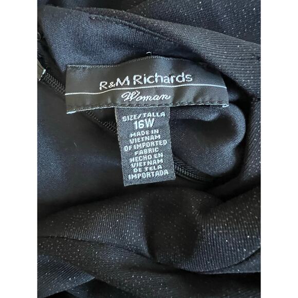 R&M Richards Woman Maxi Black Glitter Formal Draped Formal Cutout Back Dress 16W - Picture 7 of 11